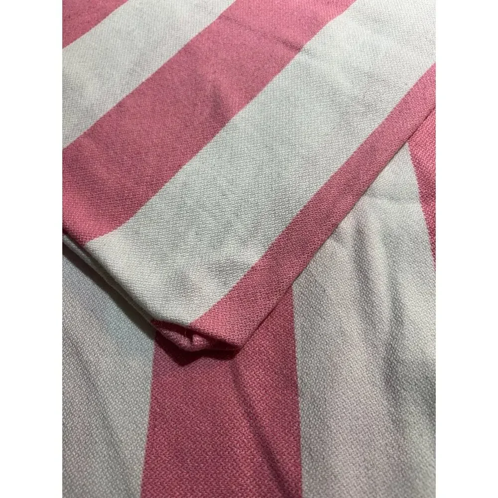 Pink and White Striped Turkish Towel with Fringe